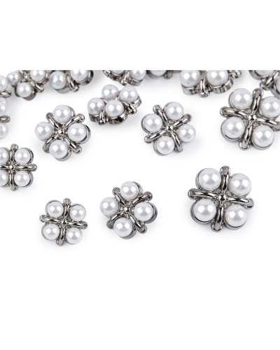 Gombík zdobený perlami veľkosť 24", 28", 34" - 30 ks | Mimib