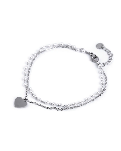 Bratara de glezna din otel inoxidabil cu perle si pandantiv - 1 buc. | Mimib