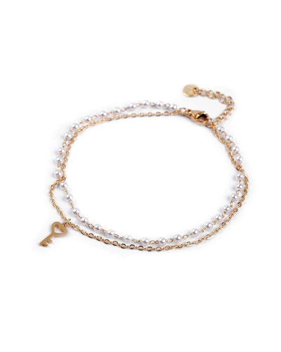 Bratara de glezna din otel inoxidabil cu perle si pandantiv - 1 buc. | Mimib