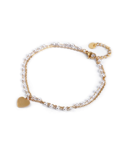 Bratara de glezna din otel inoxidabil cu perle si pandantiv - 1 buc. | Mimib