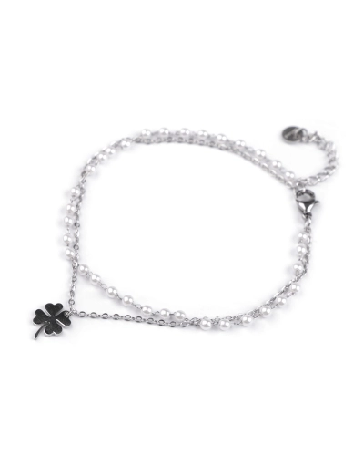 Bratara de glezna din otel inoxidabil cu perle si pandantiv - 1 buc. | Mimib