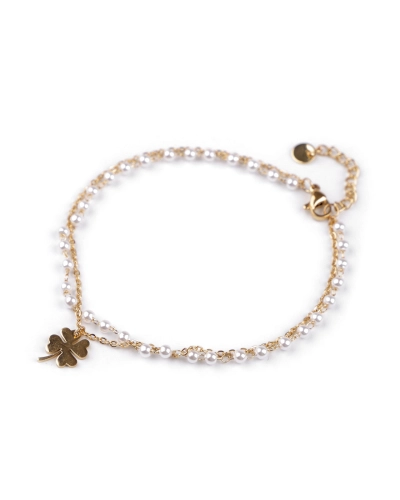 Bratara de glezna din otel inoxidabil cu perle si pandantiv - 1 buc. | Mimib