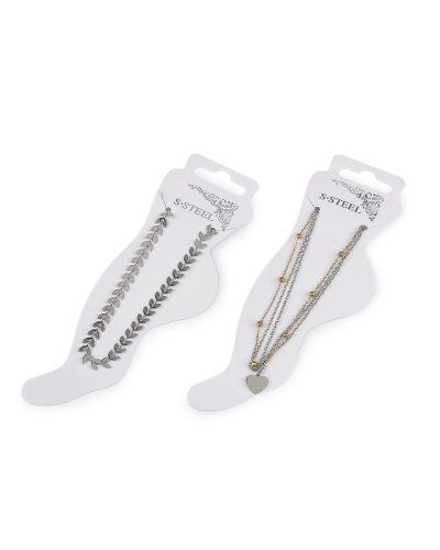 Bratara de glezna din otel inoxidabil cu perle si pandantiv - 1 buc. | Mimib