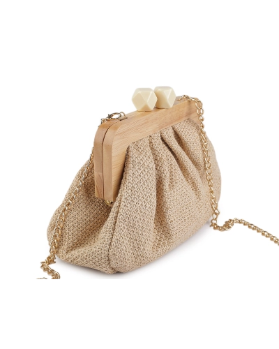 Kabelka - listová kabelka s dreveným rámčekom - 1 ks