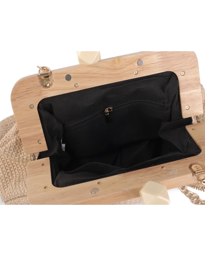 Kabelka - listová kabelka s dreveným rámčekom - 1 ks