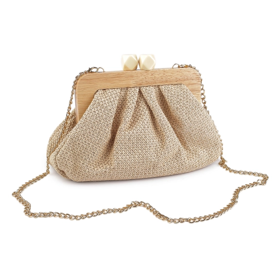 Kabelka - listová kabelka s dreveným rámčekom - 1 ks