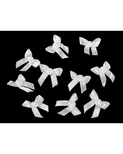 Saténová mašlička s ružičkou - 10 ks | Mimib