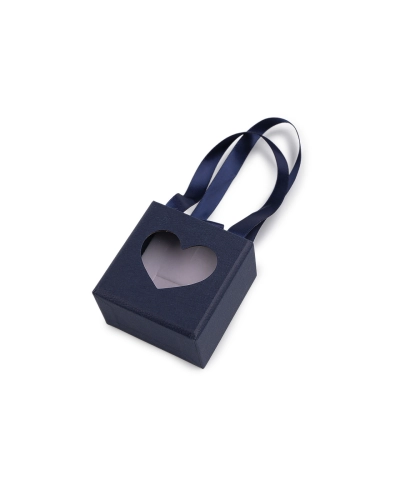 Krabička na šperky s priehľadom srdca a uchom 5,5x5,5 cm - 1 ks | Mimib