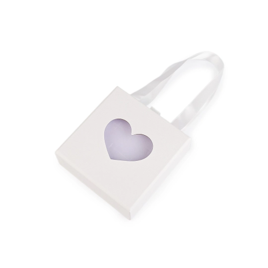 Krabička na šperky s priehľadom srdca a uchom 10x10 cm - 1 ks | Mimib