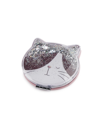 Kozmetické zrkadlo s tekutými glitrami mačka - 1 ks | Mimib